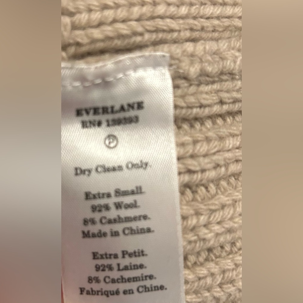 Everlane Crew Boxy Sweater in Oat Sand Almond Wool Cashmere chunky ribbed - Picture 4 of 7